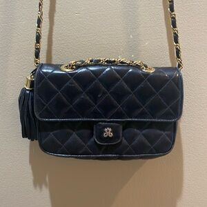 Jay Herbert Vintage Black Quilted with Gold and Leather Chain bag